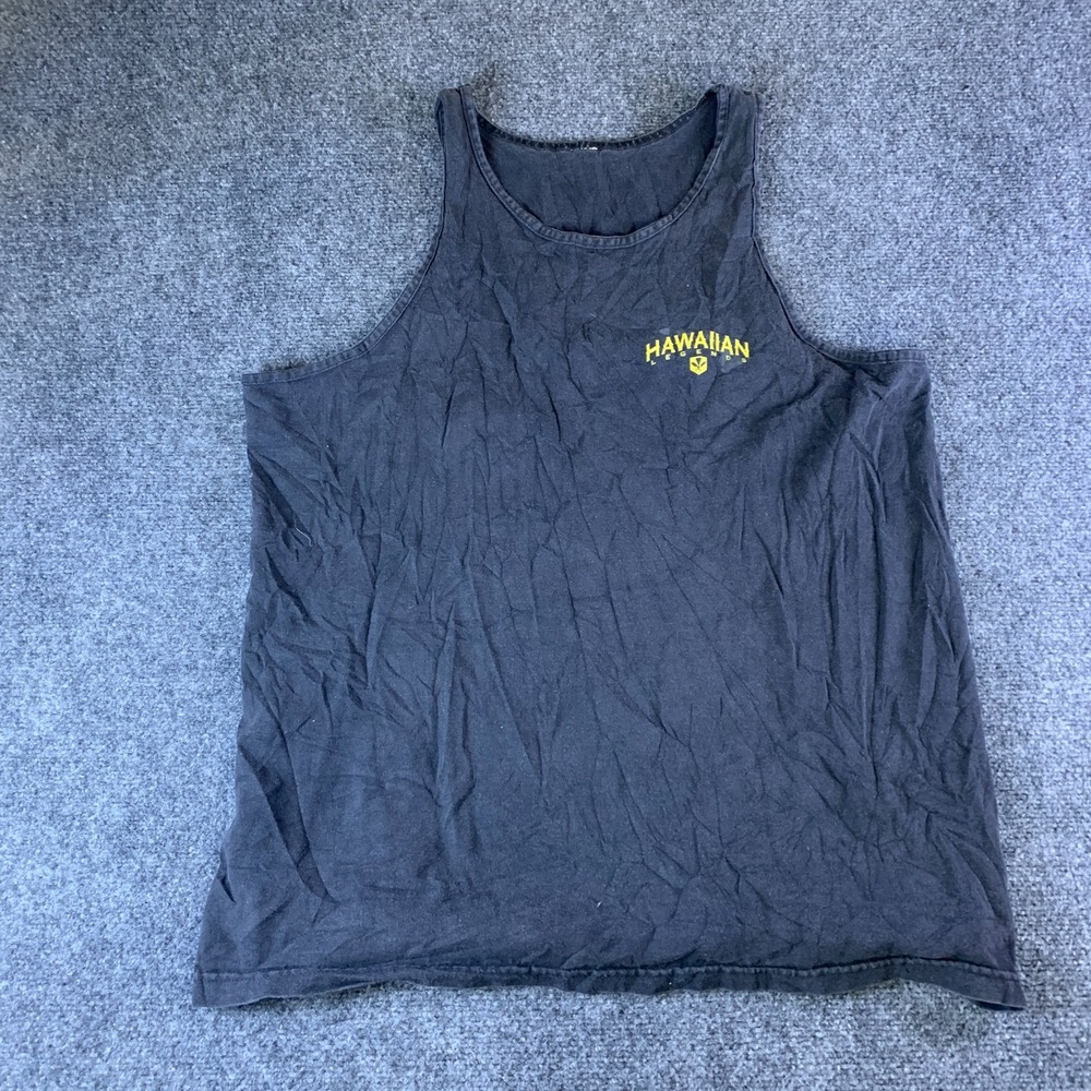 Vintage Hawaiian Legends Kingdom Of Hawaii Tank Top Men L Black Graphic READ